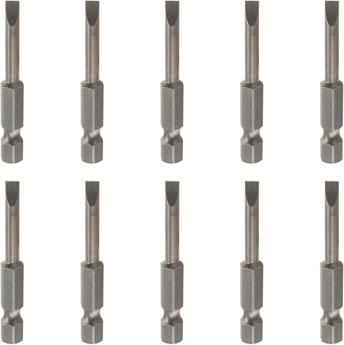 10 Pcs SL4.5 Magnetic Slotted Screwdriver Bits S2 Steel Flat Head Screwdriver Bits with 1/4 Inch Hex Shank, 2 Inch Length