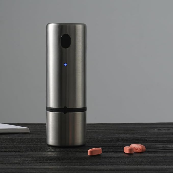 Remedic Cordless, Electric Pill Crusher & Grinder ??Compact Stainless Steel Tablet Pulverizer ??Rechargeable & Portable ??One-Touch Operation ??Fine Powder for Seniors, Pets, Kids ??Herb Grinder