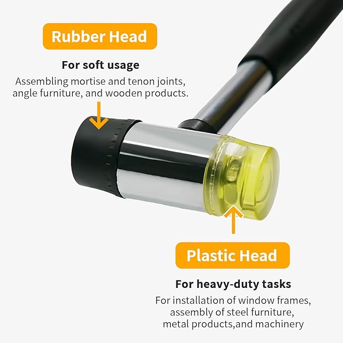 Rubber Double Faced Soft Mallet Leather Hammer 25mm Tool-Tapping Block for Vinyl Plank Flooring Crafts-jewelry, handicrafts, furniture assembly Home Decoration Installation Hand Tool