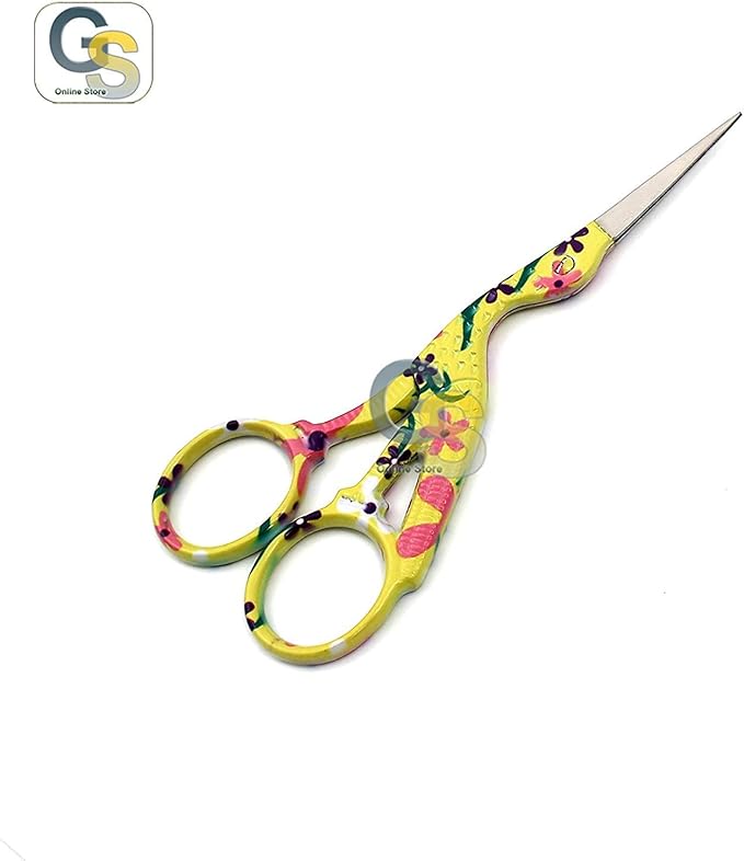 G.S 3 Pairs 4.5" Stainless Steel Sharp Tip Classic Stork Scissors Crane Design Sewing Scissors DIY Tools Dressmaker Shears Scissors for Embroidery, Craft, Needle Work, Art Work & Everyday Use BTS-162