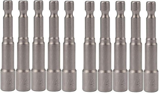 Yakamoz 10Pcs Magnetic Nut Setter Driver Drill Bit Set 1/4" Hex Shank to 1/4" Hex Socket Power Nut Driver Bits, 2-Inch Length