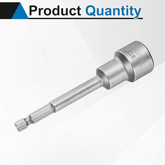 HARFINGTON Nut Driver Drill Bit 16mm Metric Socket 1/4" Hex Shank 3.94" (100mm) Long Magnetic 6-Point Sockets Quick Change CR-V Steel Bolt Setters for Power Drill Drivers
