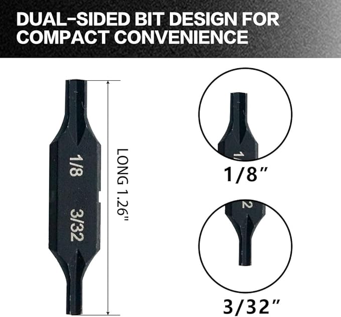 Security Bit Kit Set with Clutch Screwdrivers #1/8?쓆nd 3/32" Bit for Leatherman, Replacement Double-Ended Flat Screwdriver Bits for Leatherman Multi-Tool Accessories,S2 Steel (2Pack)
