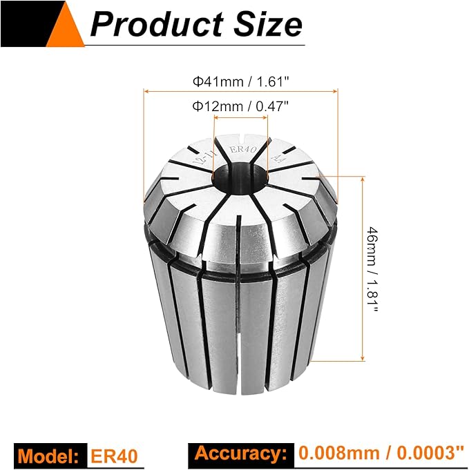 HARFINGTON Spring Collet Chuck ER40 12mm 65Mn Spring Steel Precision Router Collets for CNC Engraving Milling Lathe Tool