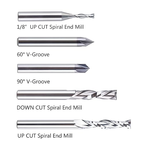 SpeTool 5 Pcs CNC Router Bit Sets Cabide Bit 1/4 Inch Shank Up Down Cut V Groove for Woodwork Beginner Engraving Slot