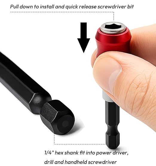 3pcs 1/4??Hex Shank Magnetic Screwdriver Bits Holder Quick Release Drill Bit Extension Bar Chuck Adapter Quick Change Socket Screw Driver Drill Bit for Hand-held Drivers or Power Drill, 60mm