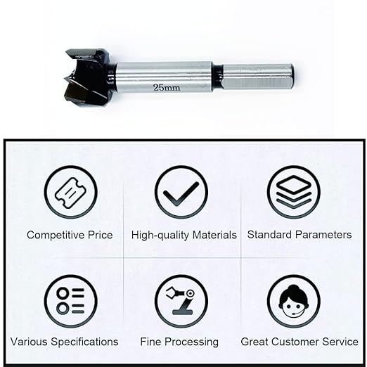 Forstner Drill Bits 25mm (1 inch) Tungsten Carbide Wood Hole Saw Auger Opener Woodworking Drilling Tool Wood Cutter