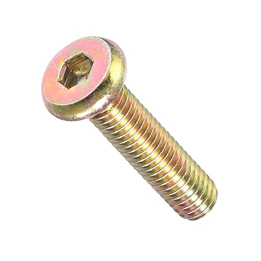 METALLIXITY Flat Head Hex Socket Cap Screws Bolts(M6-1x25) 5Pcs, Steel Hex Socket Furniture Bolts Screws - for Furniture Woodworking Project, Yellow