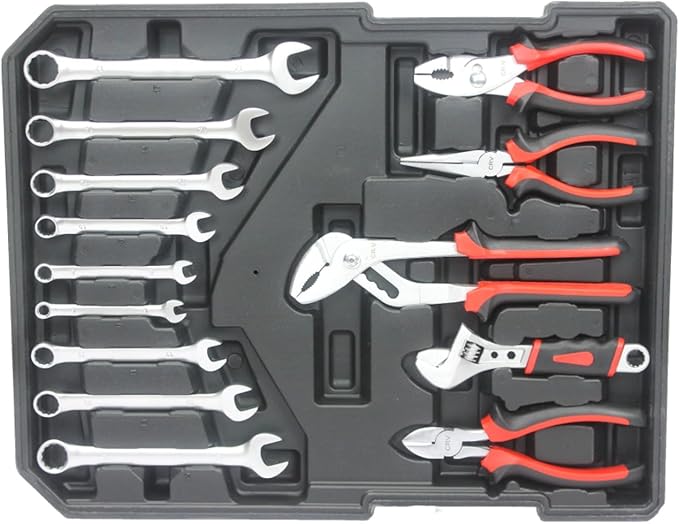 899pcs Home Repair Tool Set with Rolling Tool Box, 4-Drawer Toolbox Storage Case, General Household & Maintenance Tool Kit for Handyman, Garden, Homeowner - Black