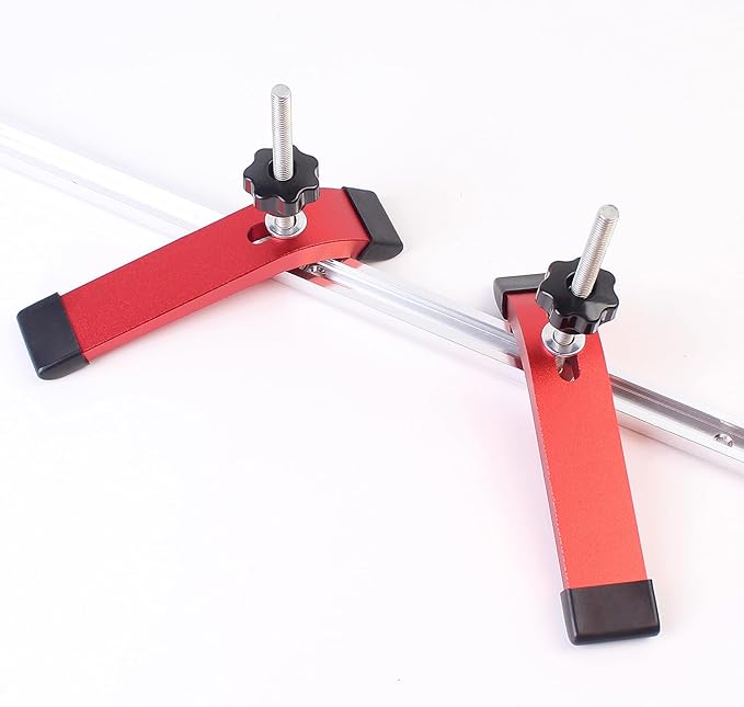 KETIPED Aluminum T-Track Hold Down Clamp With T Bolts and Slider, 6.3"L x 1.3"W Quick Acting Clamps for Woodworking, MGJ-041R
