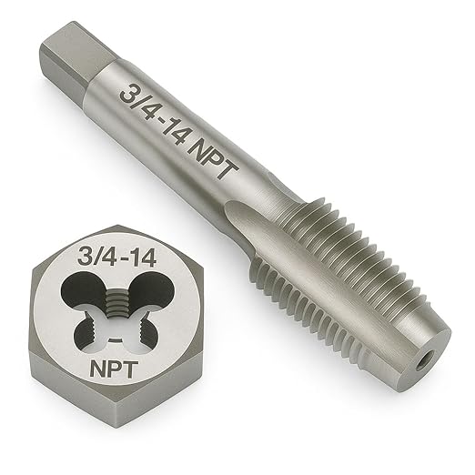 3/4"-14 NPT Tap and Die Set ??GCr15 Alloy Steel Pipe Thread Tap and Hex Die Combo, Taper Thread Repair Tool for Conical Pipe Fittings