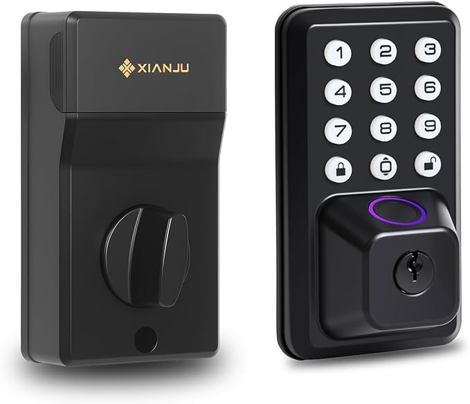 Smart Fingerprint Door Lock with Keypad, Keyless Entry Door Lock Deadbolt with Remote App Control, Voice Prompt, Auto Lock, 500+ User Capacity, IP55 Waterproof, Easy Installation, Type-C Port Charging