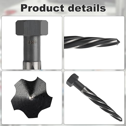 Rocaris 13/16" M2 HSS Taper Chucking Reamer Drill Bit, Taper Reamer Drill Bit for Steel, Alloy, Aluminum, Wood, Plastic
