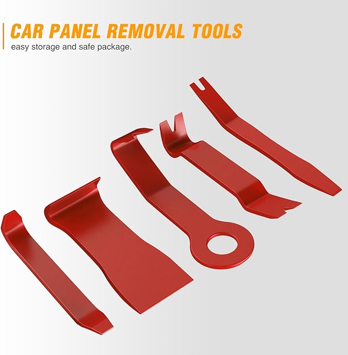 GOOACC 5PCS Auto Trim Removal Tool Kit No-Scratch Tool Kit for Car Audio Dash Window Molding Fastener Remover Tool Kit-Red