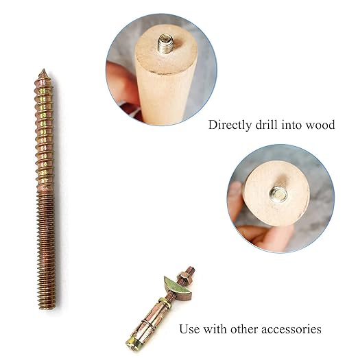 12 Pack 1/4-20 x3 Inch Hanger Bolts 1/4-20" Double Headed Bolts 1/4 Wood Dowel Screw Self-Tapping Screw Hanger Bolts for Furniture Double Head Threaded Rods Bolt 76.2mm Length