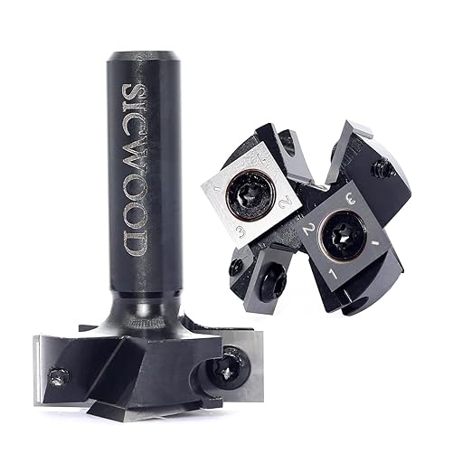 Slab Flattening Router Bit - 1/2 Shank, 1-1/2' Cutting Dia, 2+2 Knife Design, Mini CNC Spoilboard Surfacing Bit, Perfect for Planing&Rabbeting, Flycutter, Slab Leveler