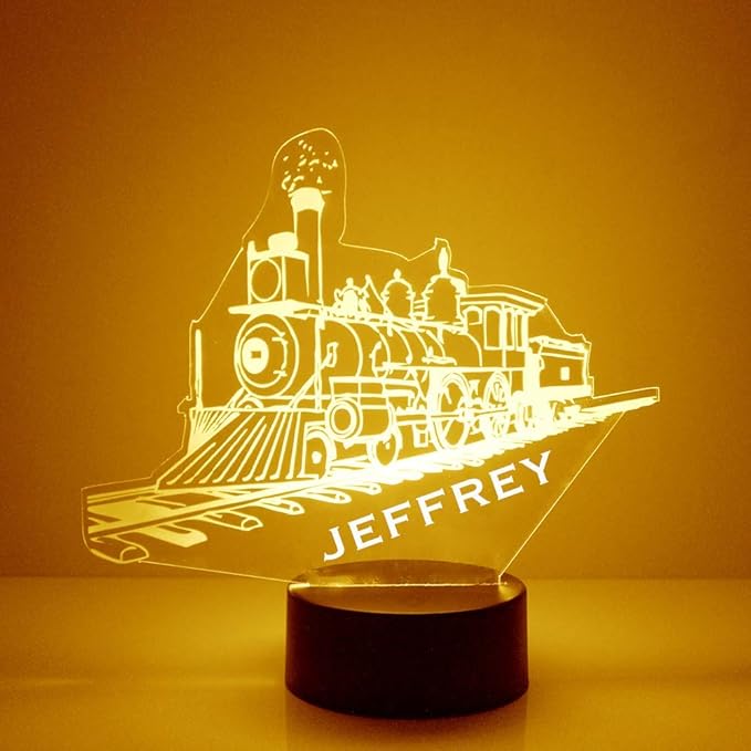 Transportation Custom LED Sign Night Light Lamp with Remote, Light Up Display with Personalized Name or Image, Customized and Made in The USA, Clear Acrylic Design Home Decor with 16 Colors, 4 Modes