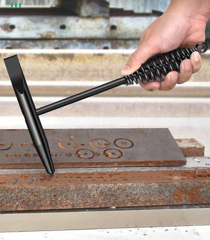 Welding Chipping Hammer with Coil Spring Handle, Cone and Vertical Chisel Welding Chipping Hammer (Hammer)