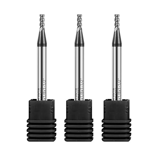 3PCS 1/16" Carbide Square End Mills Set 4 Flute AlTIN Coated CNC Milling Bits for Alloy Steels, Hardened Steels, Cast Iron