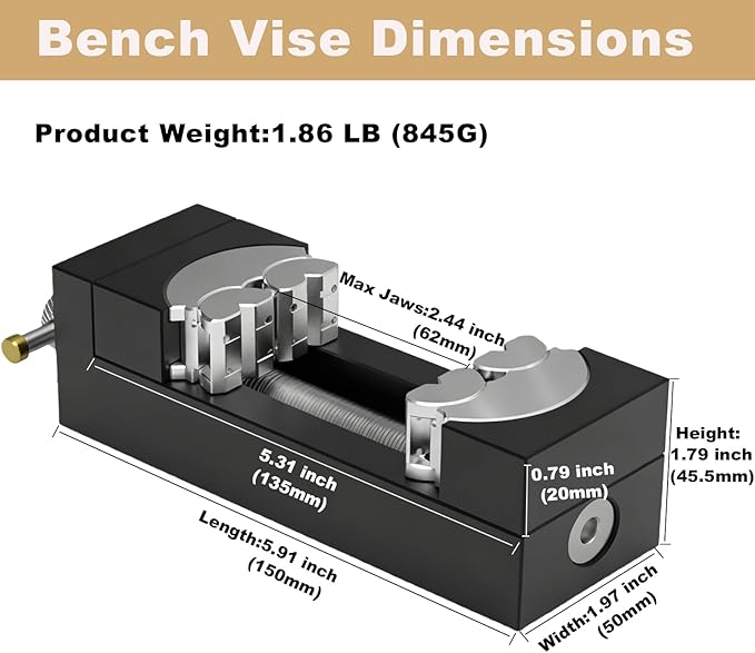 ARKNOAH Heavy Duty Multi-Material Workbench Vise - Universal Clamping for Wood, Plastic, Metal & Irregular Objects, Drill Press Vise for DIY Projects, Model Building, Repair
