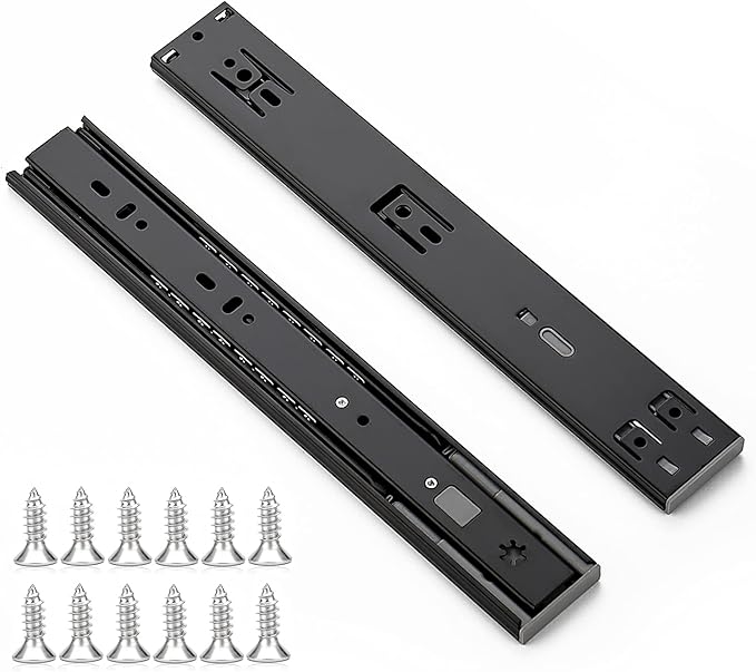 Ravinte 12 Inch Soft Close Drawer Slides 1 Pairs 2 Pack Black Full Extension Ball Bearing Drawer Glide Side Mount