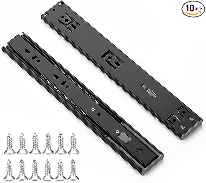 Ravinte 12 Inch Soft Close Drawer Slides 10 Pairs 20 Pack Black Full Extension Ball Bearing Drawer Glide Side Mount
