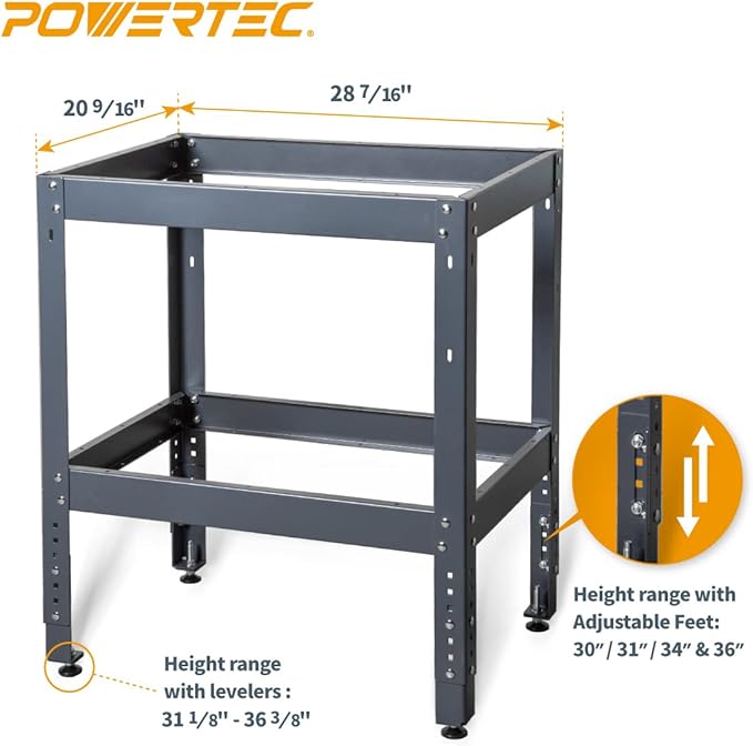 POWERTEC Tool Stand, 400lb Capacity Heavy Duty Router Table Stand with Adjustable leveling feet for Miter Saw, Drill Press, Belt Sander, Bench Grinder, Band Saw, Scroll saw, Planer (UT1006)