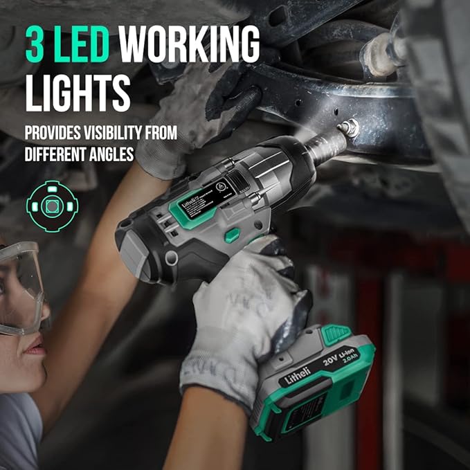 LiTHELi Impact Wrench Cordless, 1/2 inch Power Impact Wrenches Max Torque 320 ft-lbs(430N.m), Bare Tool, Battery and Charger not Included