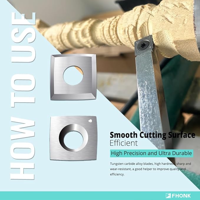 15mm Arc-edge Square Carbide Inserts Cutters, for Woodturning Replacement Cutter Knives, Fits Spiral, Helical Planer Cutter, Wood Lathe Turning Tool, 10-Pack (15x15x2.5-30째 R100)