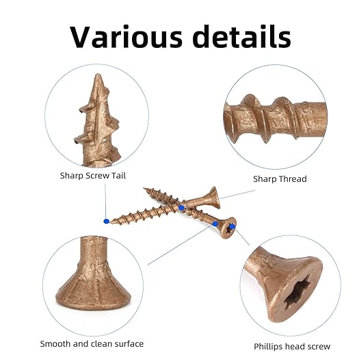 Wood Screws #8 x 1-5/8?쇺? T25 Star Torx Drive Flat Head Deck Screws, Brown, 154Pcs (1lb)