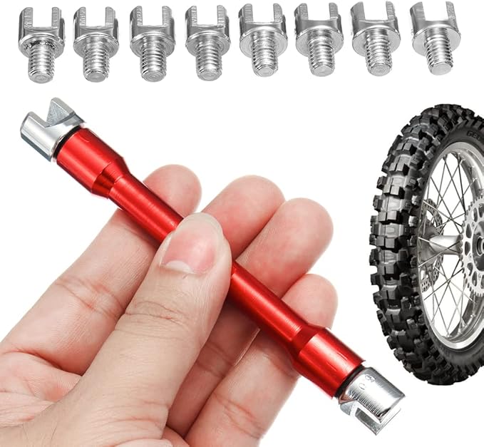 Watris Veiyi Motorcycle Spoke Wrench, 5.0-6.8mm, for Most Motorbikes (Red)