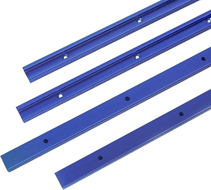 36" T-Track Accessories for Wood Working with Screws, 4 Pack Aluminum Alloy Woodworking Tools Double Cut Profile Universal T-Tracks with Predrilled Mounting Holes,Anodized Blue