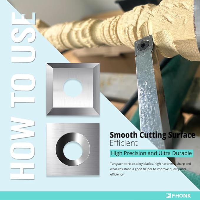 12mm Square Straight Carbide Cutters, for Woodturning Replacement Cutter Knives, Fits Spiral, Helical Planer Cutter, Wood Lathe Turning Tool, 10-Piece (12x12x2.2-35째)