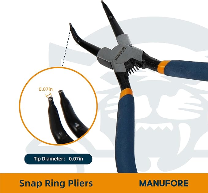 MANUFORE Snap Ring Pliers,7in Internal/External Circlip Pliers Set with Straight and Bent Jaw Tips for Removing and Retaining Ring