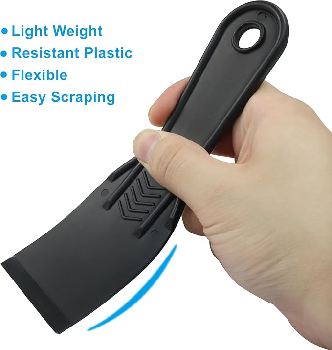 2 Inch Plastic Putty Knife Scraper, 5Pcs Flexible Spackle Knife for Spackling, Air Bubble Remover, Sticker Installation, Used for Repairing Walls, Pasting Plaster, Scraping Putty (Black)
