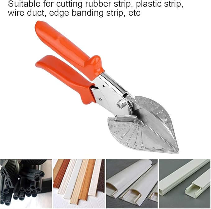 Adju Angle Scissors Shear with SK5 Blade Lock Buckle Design for Rubber Strip Cutting (Adju angle shears (orange handle))