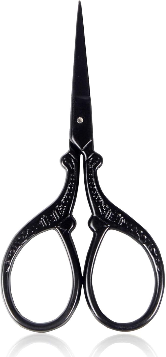BIHRTC 3.6 Inch Embroidery Black Sharp Tip Stainless Steel Scissors Small Sewing for DIY Sewing Art Work Cross Stitch Household Needlepoint Scissors