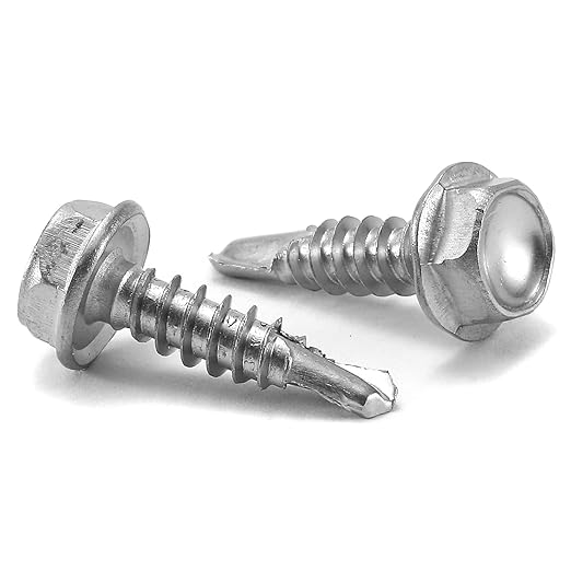 #12 x 3/4" Sheet Metal Screws 100PCS 410 Stainless Steel Hex Washer Head Fast Self Tapping Screws by SG TZH