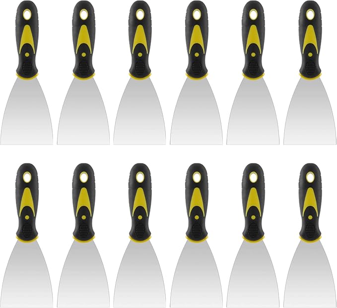 12 PCS 3 Inches Putty Knife, Heavy Duty Putty Knife Scraper, Spackle Knife for Drywall Finishing, Plaster Scraping, Patching and Painting, Decals, and Wallpaper