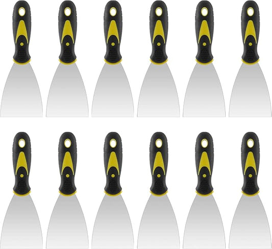 12 PCS 3 Inches Putty Knife, Heavy Duty Putty Knife Scraper, Spackle Knife for Drywall Finishing, Plaster Scraping, Patching and Painting, Decals, and Wallpaper