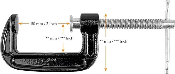 MUKCHAP 10 PCS 2 Inch C-clamp, Small C Clamps, Mini G Clamps for Woodworking or Metal Workpiece, Black