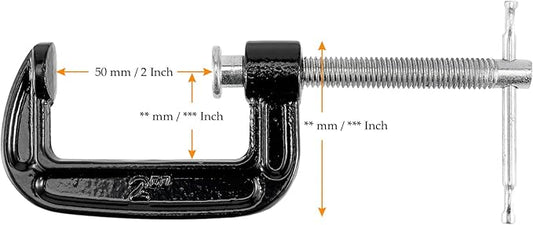 MUKCHAP 10 PCS 2 Inch C-clamp, Small C Clamps, Mini G Clamps for Woodworking or Metal Workpiece, Black