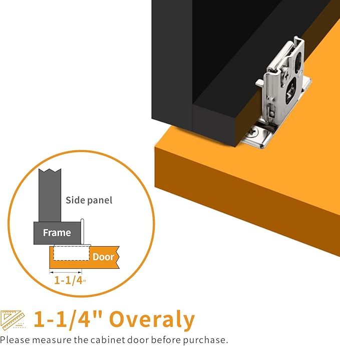 Chibery 20 Pack 1-1/4" Overlay 3D Soft Close Concealed Hinge for Face Frame Door, Smooth Slow Self Closing Hinges, Satin Nickel, Hidden 105째 Open Angle Stainless Steel Hinge for Kitchen Cabinet Door