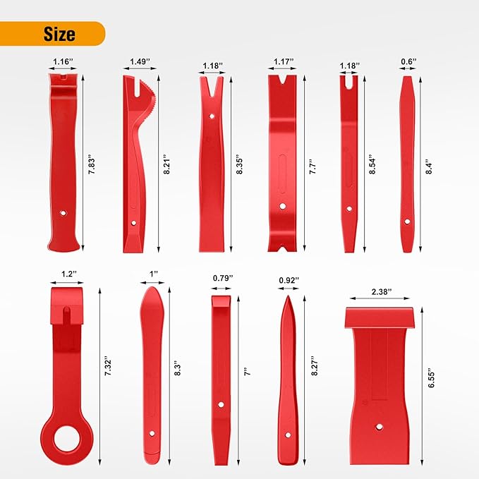 GOOACC 11PCS Auto Trim Removal Tool Kit No-Scratch Tool Kit for Car Audio Dash Window Molding Fastener Remover Tool Kit-Red