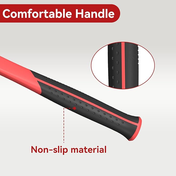 16oz Ball Peen Hammer with 376pcs Nails Set Metalworking Tool Carbon Steel Head Ball Pein Hammer 13.4" Shock Absorbing Fiberglass Handle with Textured Rubber Grip