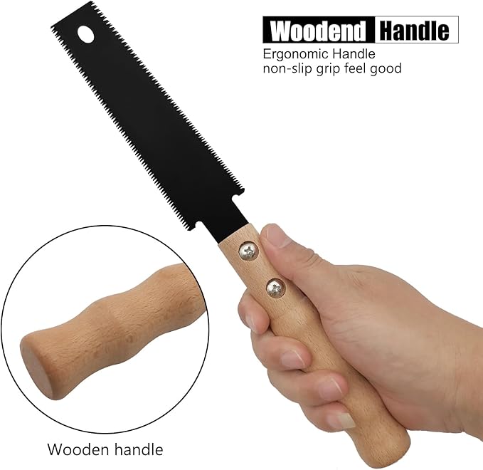 6 Inch Flush Cut Saw, Double-sided Fine Teeth Wood Pull Saw for Hardwood & Softwood Woodworking Trim (15/17TPI)