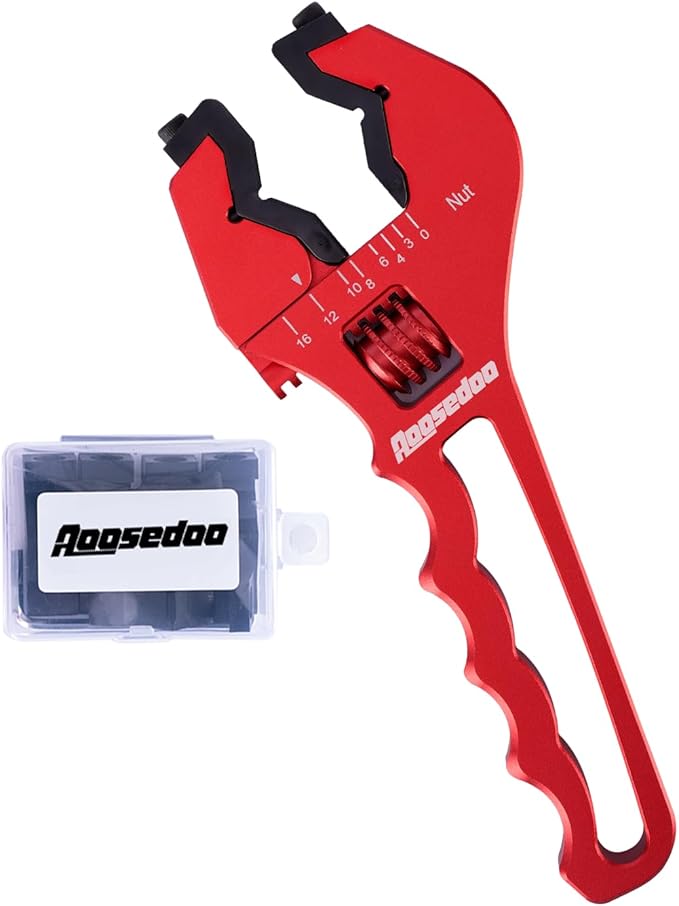 AOOSEDOO AN Fitting Wrench AN Fitting Tool AN Hose Fitting Wrench For 3AN-16AN Fittings Lightweight Aluminum Red (With Anti-scratching Jackets)