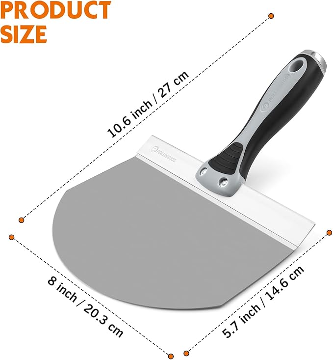 ROLLINGDOG Drywall Bucket Scoop - 8 inch Stainless Steel Bucket Scraper Mud Scoop for Drywall,Plaster for Clean Paint,Mortar,Putty,etc