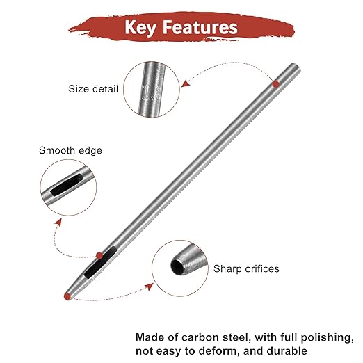 1.8MM Leather Hole Punch Tool [2PCS] - Metal Round Belt Hole Puncher Use for Leather Working & Belts & Watch Band & Paper & Plastic - [Silver Tone] Round Hollow Tools