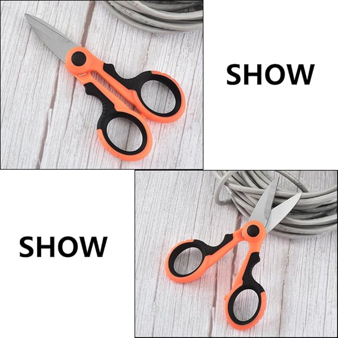 tooloflife Portable Stainless Steel Scissors Anti-Slip Serrated Edge Scissors Saltwater Freshwater Braid Scissors for Fishing Outdoor and DIY (Red Scissor)
